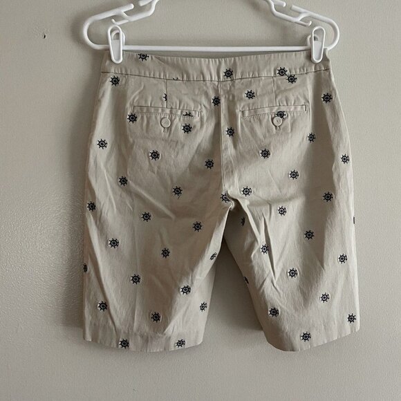 Talbots Women 2P Beige Khaki Embroidered Nautical Preppy Bermuda Shorts - Picture 4 of 7